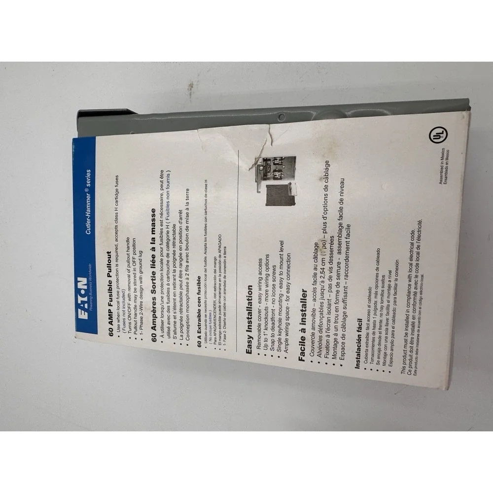 EATON 60 Amp‎ Fusible Pullout AIR CONDITIONer DISCONNECT Outdoor/240 VAC UL